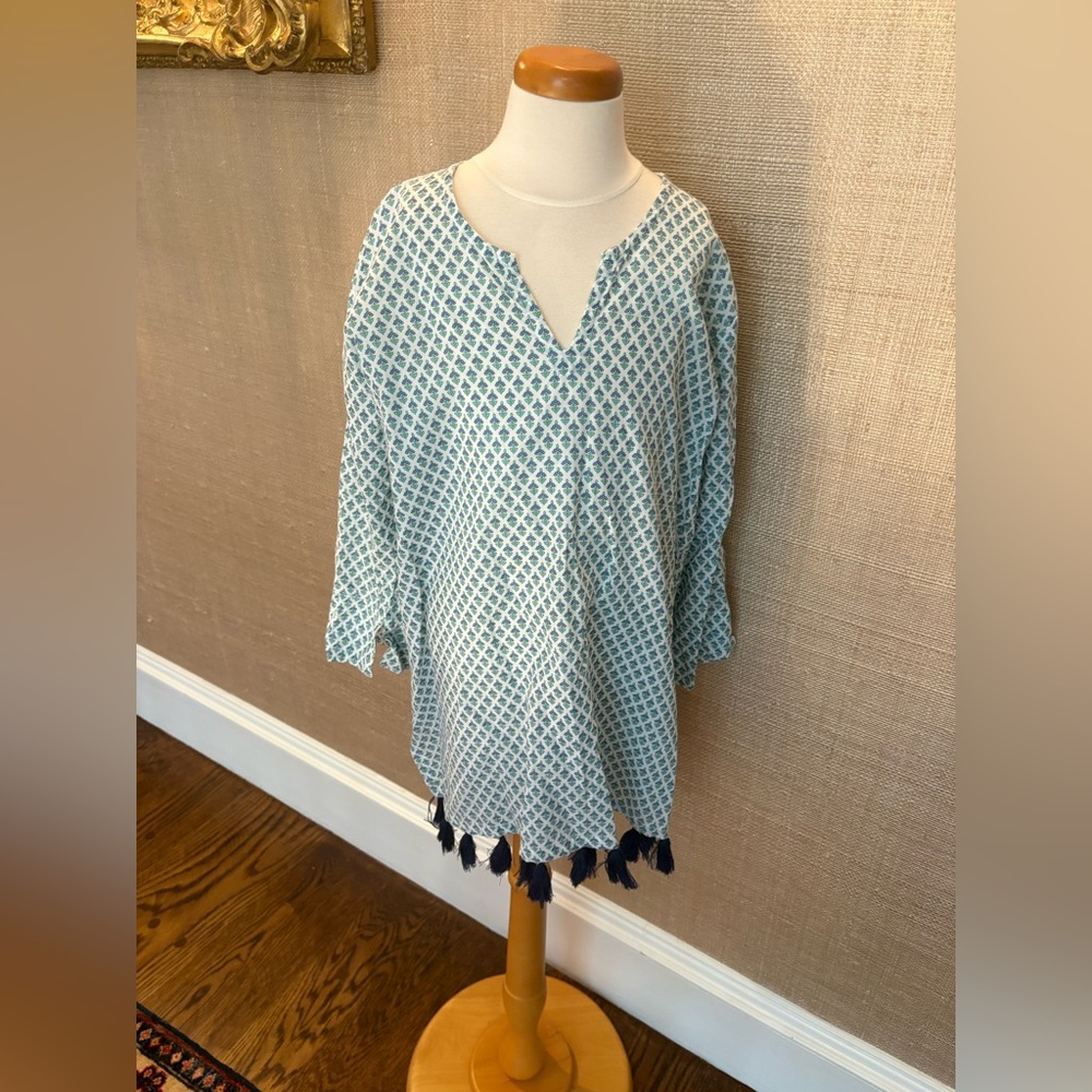 Blue and White Patterned Girls Coverup